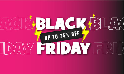 Black friday sale tag circle banner and the rope hanging on pink background