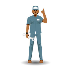 Cartoon vector illustration, Home appliance repair technician service.