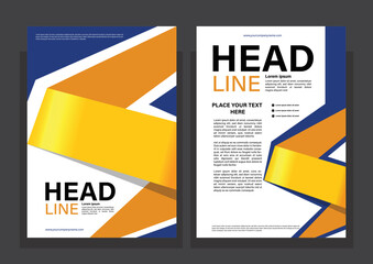 a template of blue and yellow as a ribbon that curves in a zigzag shape. design for A4 paper. cover templates. book cover. report cover.