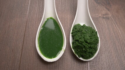 Neem leaves used as ayurvedic medicine with ground neem paste and juice Used in skin care, beauty products and creams.