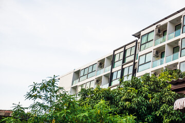 Modern condominium building glass window low rise real etate