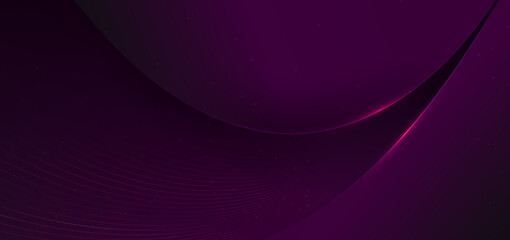 Abstract luxury curve glowing lines on dark purple  background. Template premium award design.