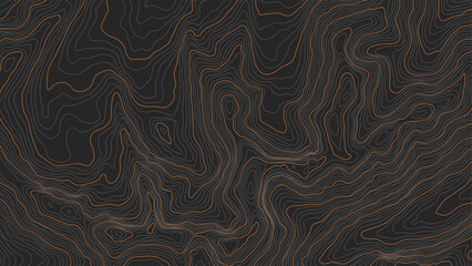 Fully editable and scalable vector illustration of topographic map on a dark background. Great as an abstract background.