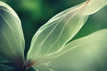 Transparent and delicate leaves on background