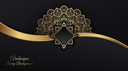 golden mandala ornament  on a black background