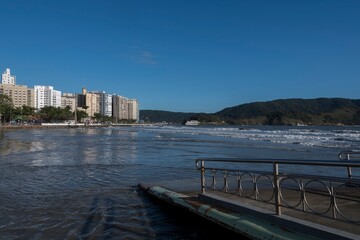 Santos, Brazil. Beachfront seen from the bridge over water channel number 6.