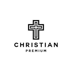 Obraz premium Luxury Monoline Church Logo Vector, minimalist faith Symbol and icon, creative Design spirituality.