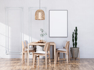 Mock up poster frame in modern interior background
