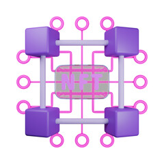 NFTs Blockchain 3D Illustration