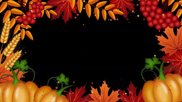 Thanksgiving frame, autumn overlay on a seamless loop