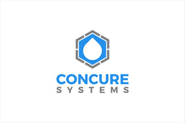 Concrete slump test system logo design water waterproof layer raindrop icon
