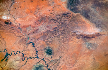 Aerial view of Lake Powell, Southeastern Utah and Northeastern Arizona, USA. San Juan River,...
