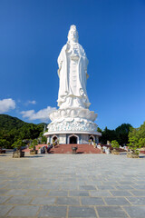 Fototapeta na wymiar Statue of Guanyin Buddha on the Son Tra peninsula in Da Nang city, Vietnam.