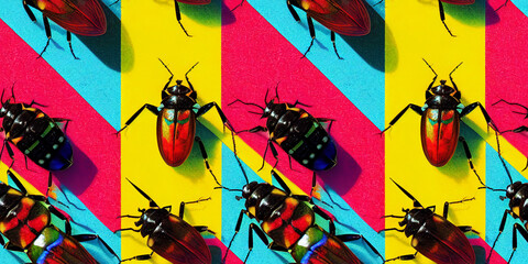 Seamless pattern of jewel insects