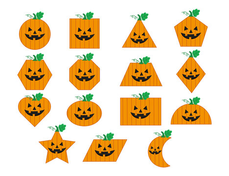 Halloween jack o lantern pumpkin shapes for kids. Halloween clip art to create math worksheet for kids and educational games