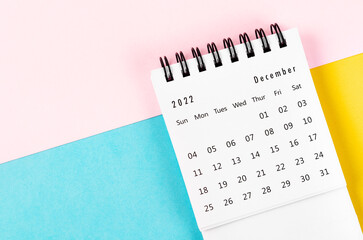 The December 2022 Monthly desk calendar for 2022 year on beautiful background.