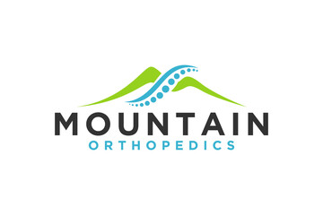 Medical orthopedic logo design massage medical chiropratic mountain hill icon symbol