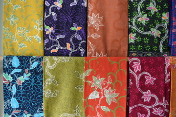 Batik cloth typical of Bangkalan, Madura, Indonesia which is full of colors with various motifs and patterns
