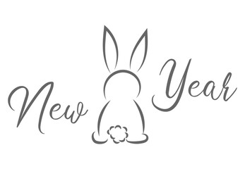 Chinese New Year 2023 with rabbit cartoon. Modern minimal design.