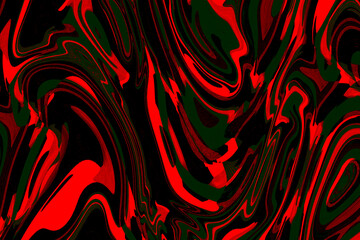 赤や黒や深い緑などのアクリルのマーブリング風