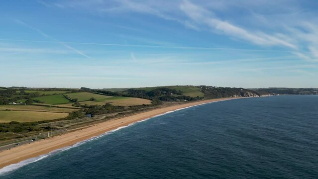 4k video of the impressive beach at Slapton Sands in Devon, UK