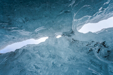 Crack in ice of glacier