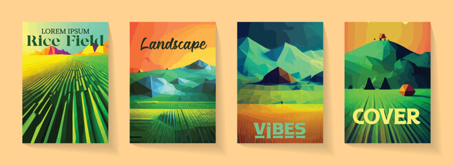 Golden Rice field at summer breeze template for banner and poster