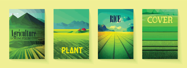 Green Rice Field background Design Template