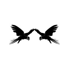 Flying Pair of the Macaw Bird Silhouette for Logo, Pictogram, Art Illustration, Website or Graphic Design Element. Vector Illustration 