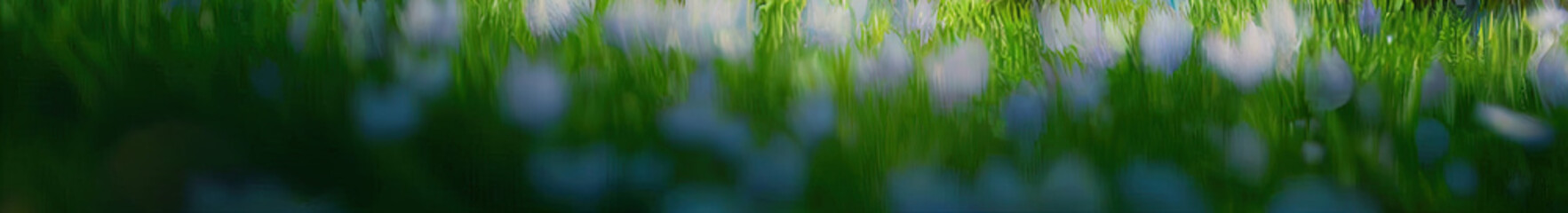 Banner Background Grass and Flowers. Fantasy Backdrop Concept Art Realistic Illustration Video Game Background Digital Painting CG Artwork Scenery Artwork Serious Book Illustration
