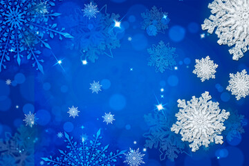 Fototapeta na wymiar Christmas abstract bokeh background with snow flakes.