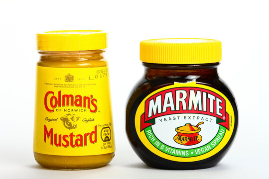 Jars of Marmite and Colmans mustard high in salt content and maybe part of the junk food advertising ban