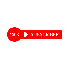 150K subscribers. Subscribe button. Vector graphics