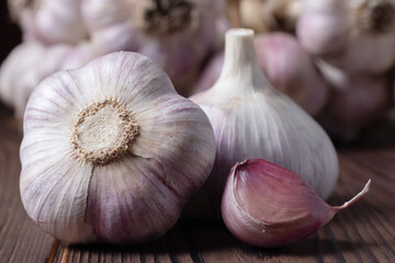 garlic on a wooden table