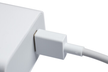 USB Connect to charger on white close up