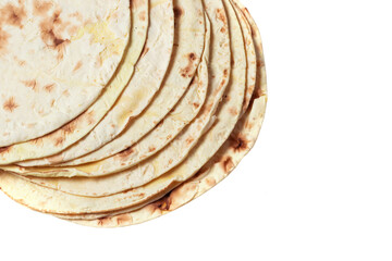 Taco flatbread lavash isolated on white background