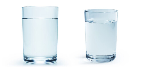A glass with water on a white background