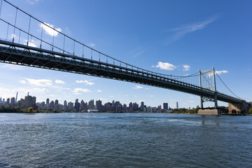 Triborough Bridge over the East River seen from Astoria Park in Queens of New York City