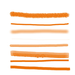 Isolated orange multi media brushstrokes
