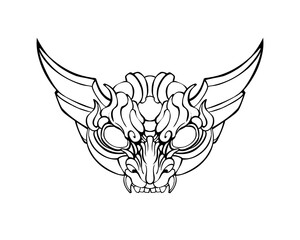 Japnese oni mask devil hand drawn illustration