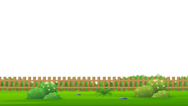 Garden backyard with wooden fence transparent image