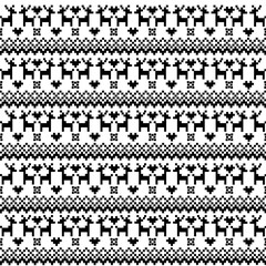 Winter sweater pattern with deer, snowflakes and hearts