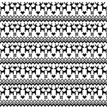 Winter sweater pattern with deer, snowflakes and hearts