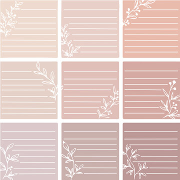 Blank note paper set template or reminder sheets template