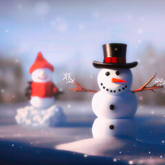 Illustration of a happy snowmen for the winter holiday or for Christmas