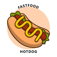 Hotdog sandwich illustration cartoon. food and drink logo. Fastfood icon symbol