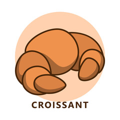 Croissant breakfast and dessert menu illustration cartoon. food and drink logo. Bakery and pastry icon symbol
