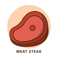 Meat steak illustration cartoon. Food and drink logo. Beef grilled icon symbol