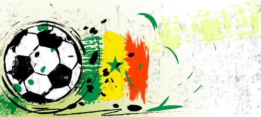 soccer or football illustration for the great soccer event with paint strokes and splashes, senegal national colors