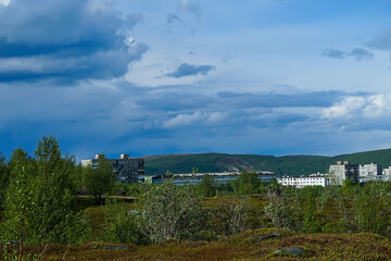 Landscape with a view of Murmansk from the mountain, Russia